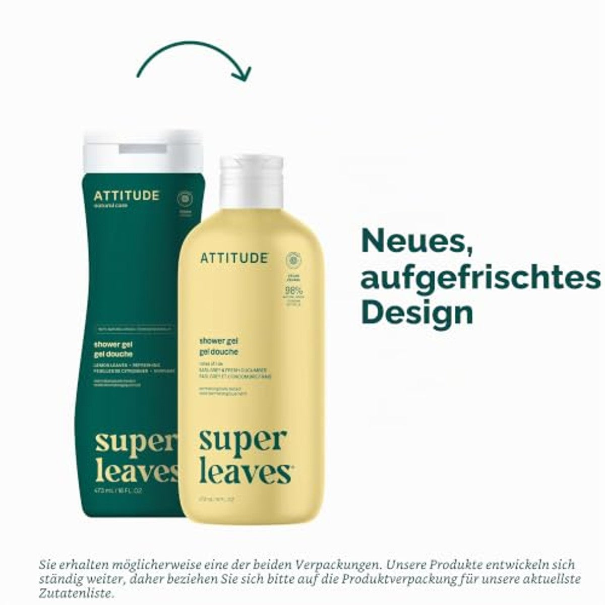 ATTITUDE Body Wash, EEG gecertificeerde douchegel, dermatologisch getest, plant en mineraalbasis, veganistische persoonlijke verzorgingsproducten, citroenbladeren, 473 ml – ATTITUDE