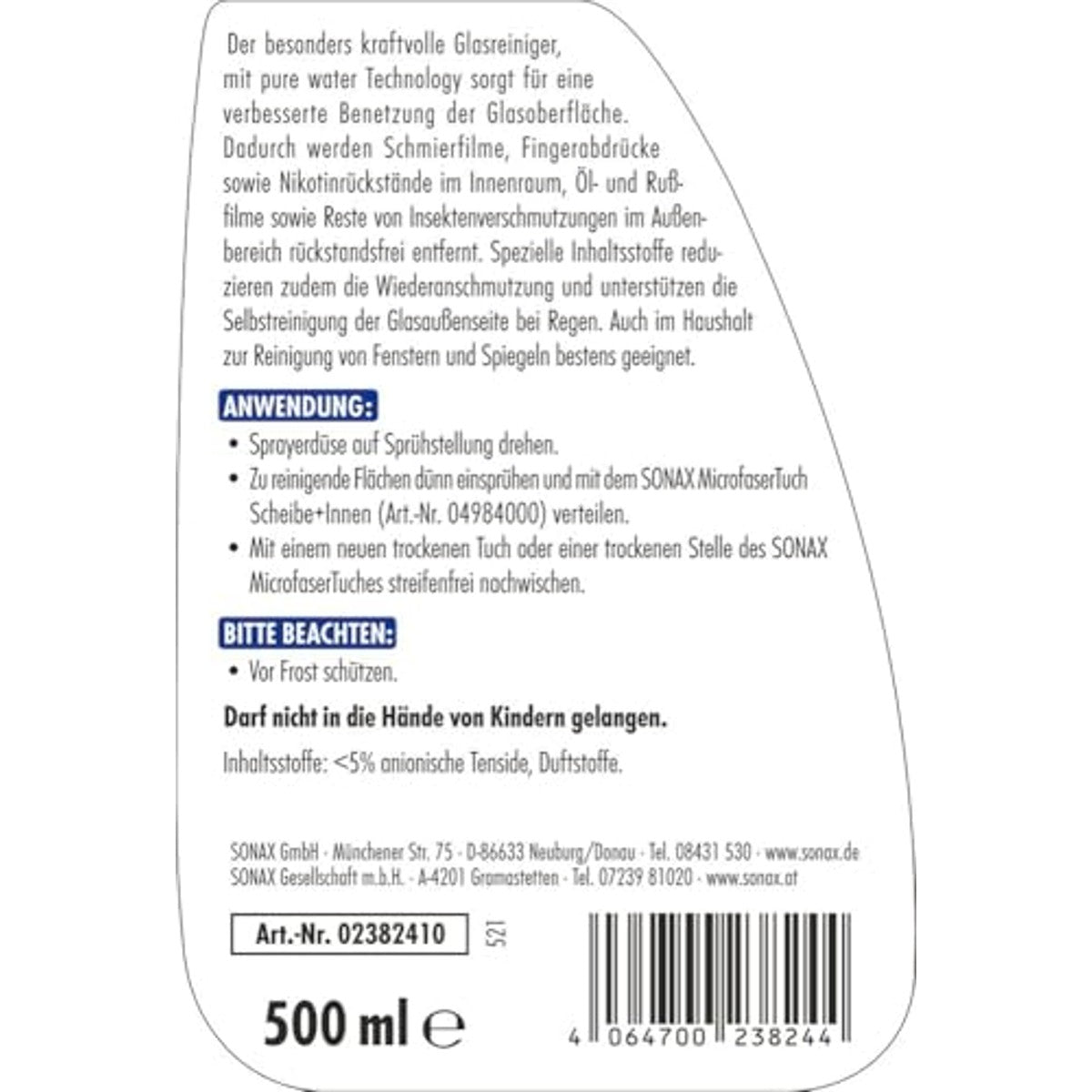 SONAX XTREME ScheibenKlar - Pure Water Technology (500 ml) – SONAX