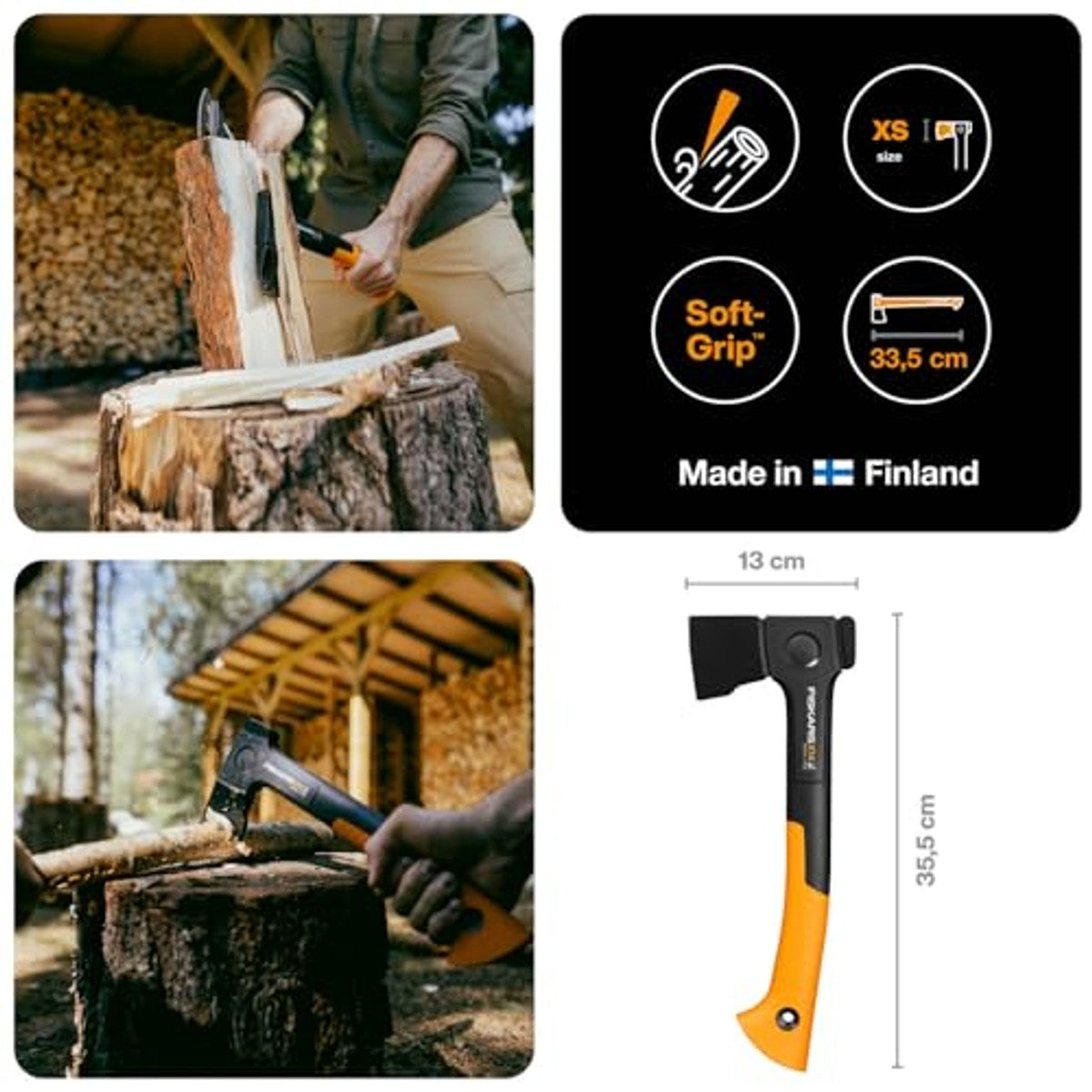 Fiskars X-Series X14 universele bijl XS 35,5 cm - 3-pack