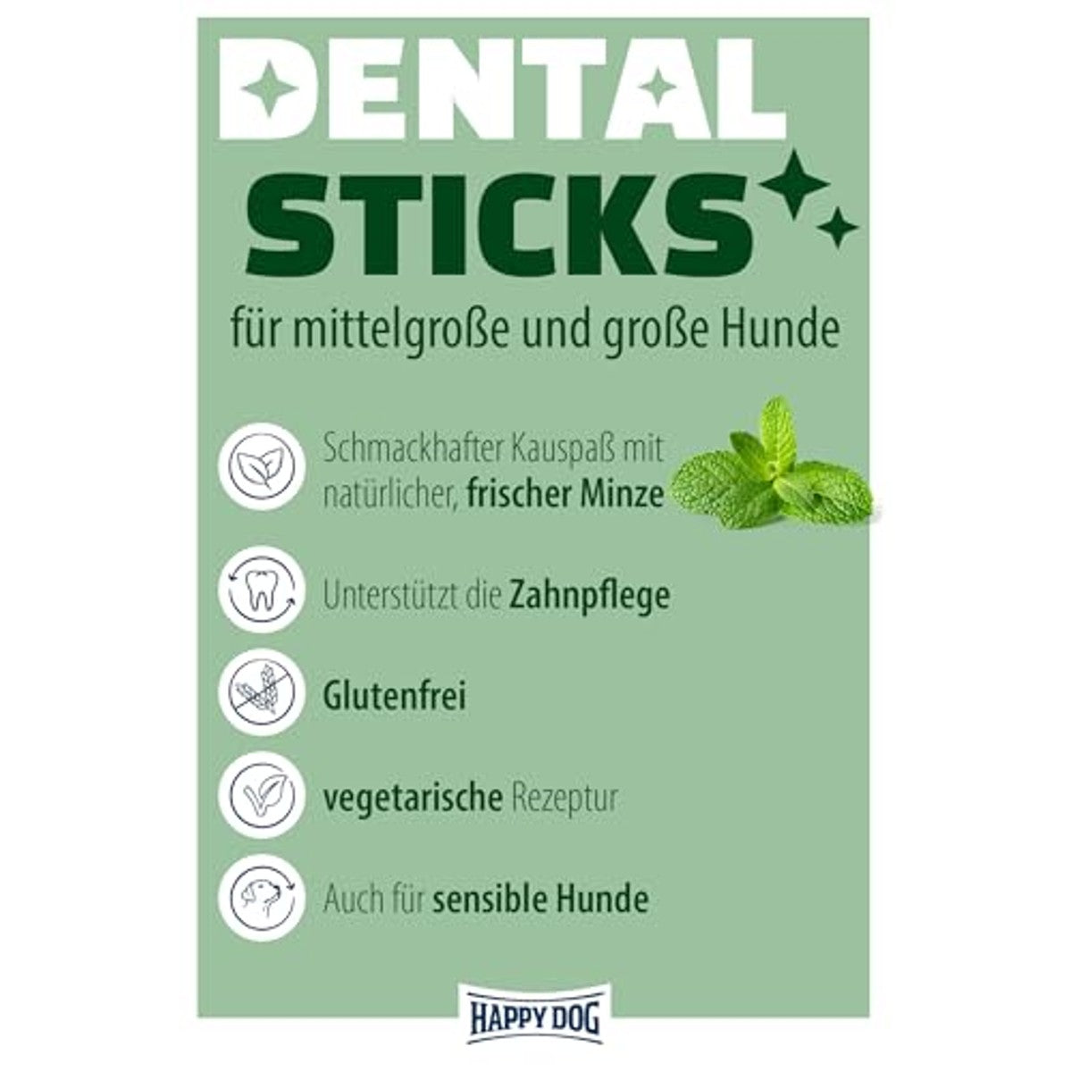 Happy Dog Dental Sticks hondensnack munt 2 stuks, 130 g - 3-pack