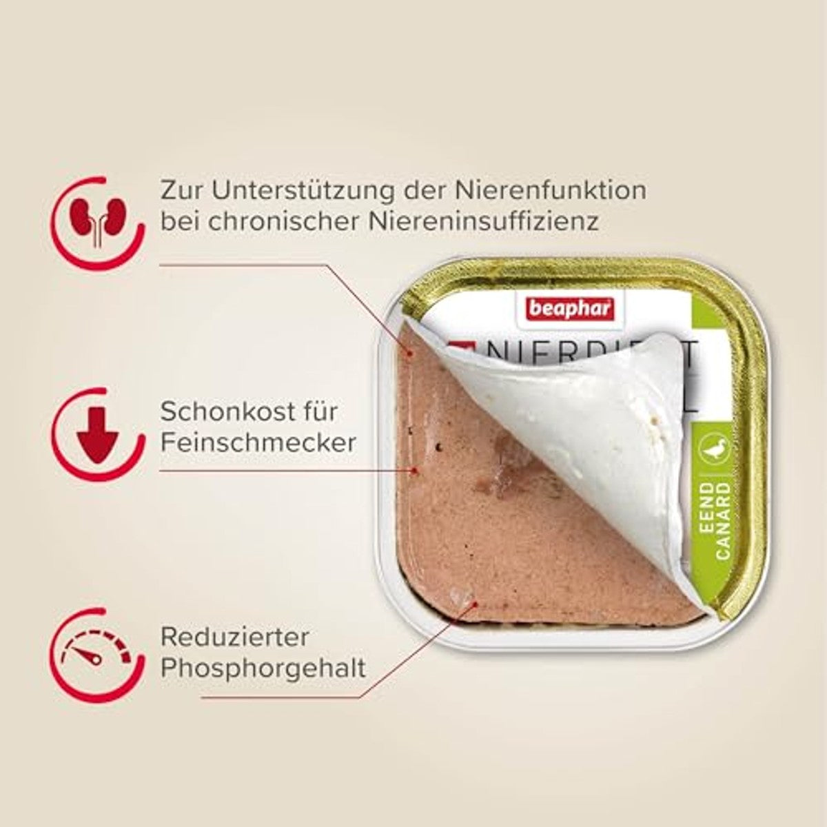 BEAPHAR Nierdieet Mix Pack - Dieetvoer voor katten met chronisch nierfalen - ter ondersteuning van de nierfunctie - 6 x 100 g – beaphar