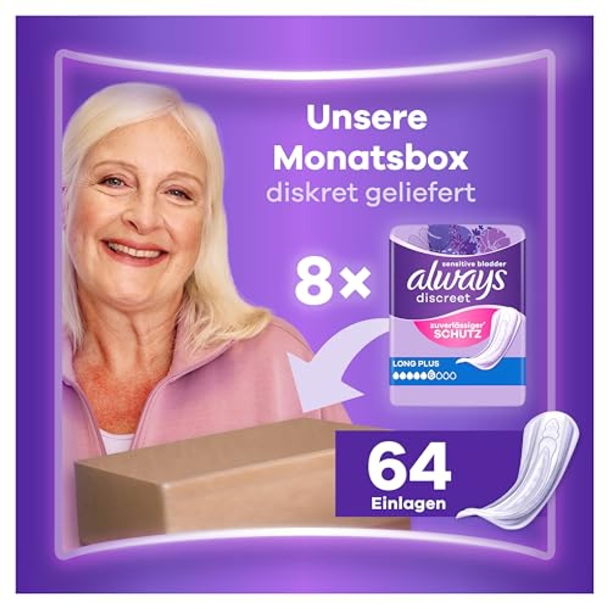 Always Discreet Inlegkruisjes Long Plus maandpakket 64 stuks – Always Discreet