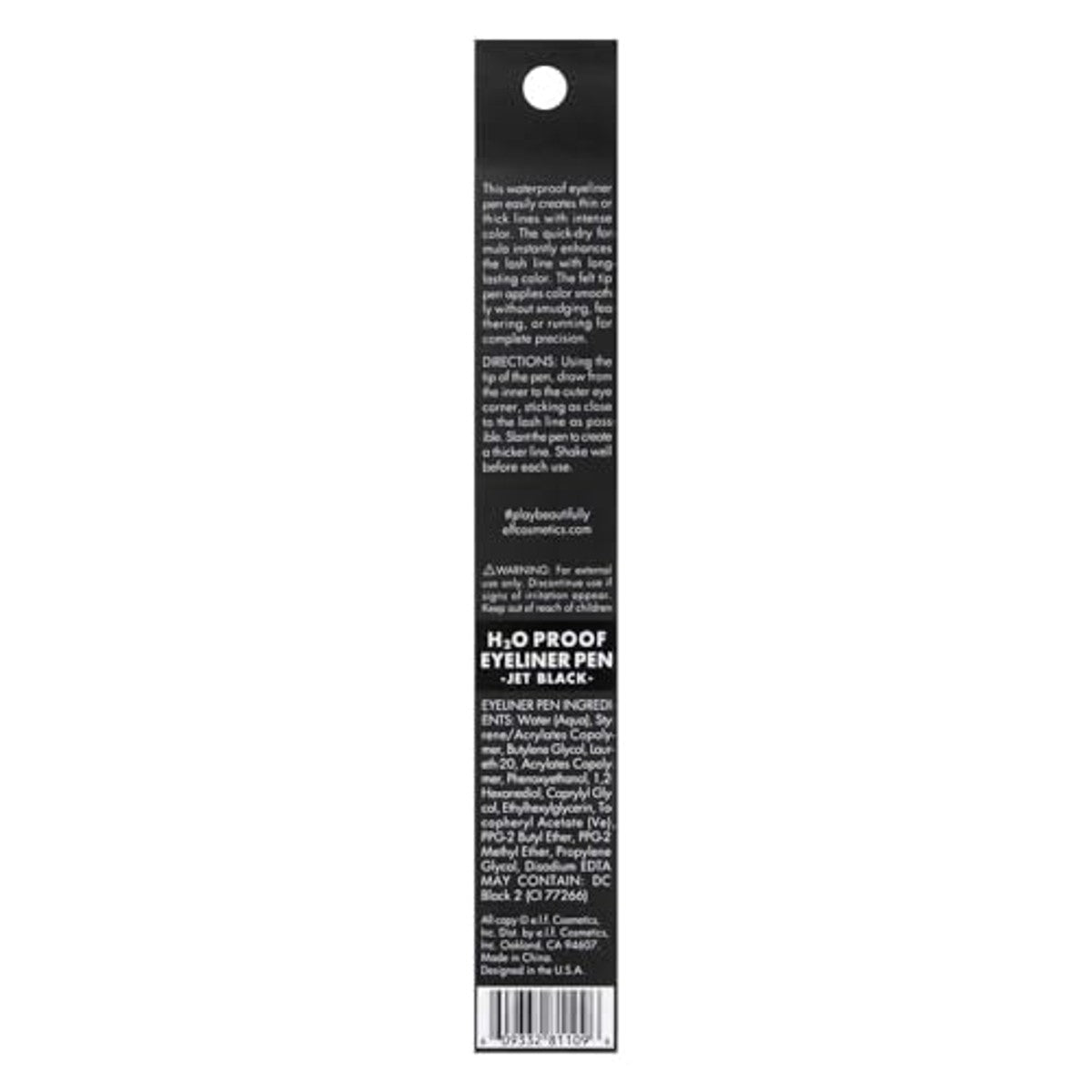 e.l.f. H2O Proof Eyeliner Pen, viltstift, waterbestendig, duurzaam, sterk gepigmenteerde liner voor gedurfde looks, veganistisch en dierproefvrij, Jet Black – e.l.f.