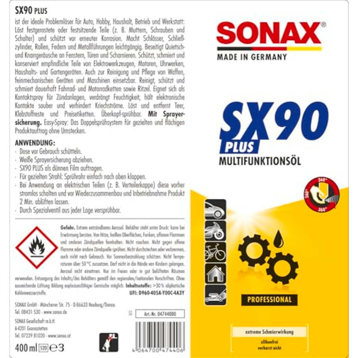 SONAX SX90 Plus multifunctionele spray 3 x 400 ml - Voordeelverpakking