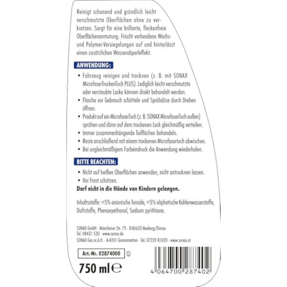 SONAX Xtreme BrilliantShine Detailer Snellakverzegeling 6 x 750 ml - Voordeelverpakking