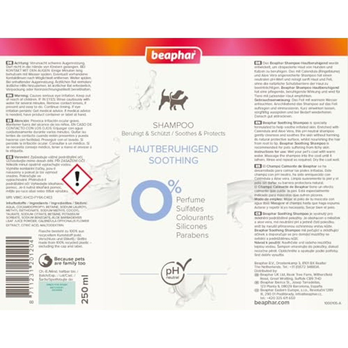 Beaphar Huidkalmerende shampoo voor honden en katten, 250 ml – beaphar