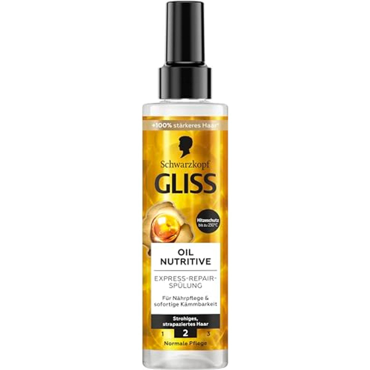 Gliss Express-Repair Oil Nutritive Conditioner, 200 ml, haarconditioner voedt stro, beschadigd haar, verzorgende spoeling met hittebescherming tot 230 °C – Gliss