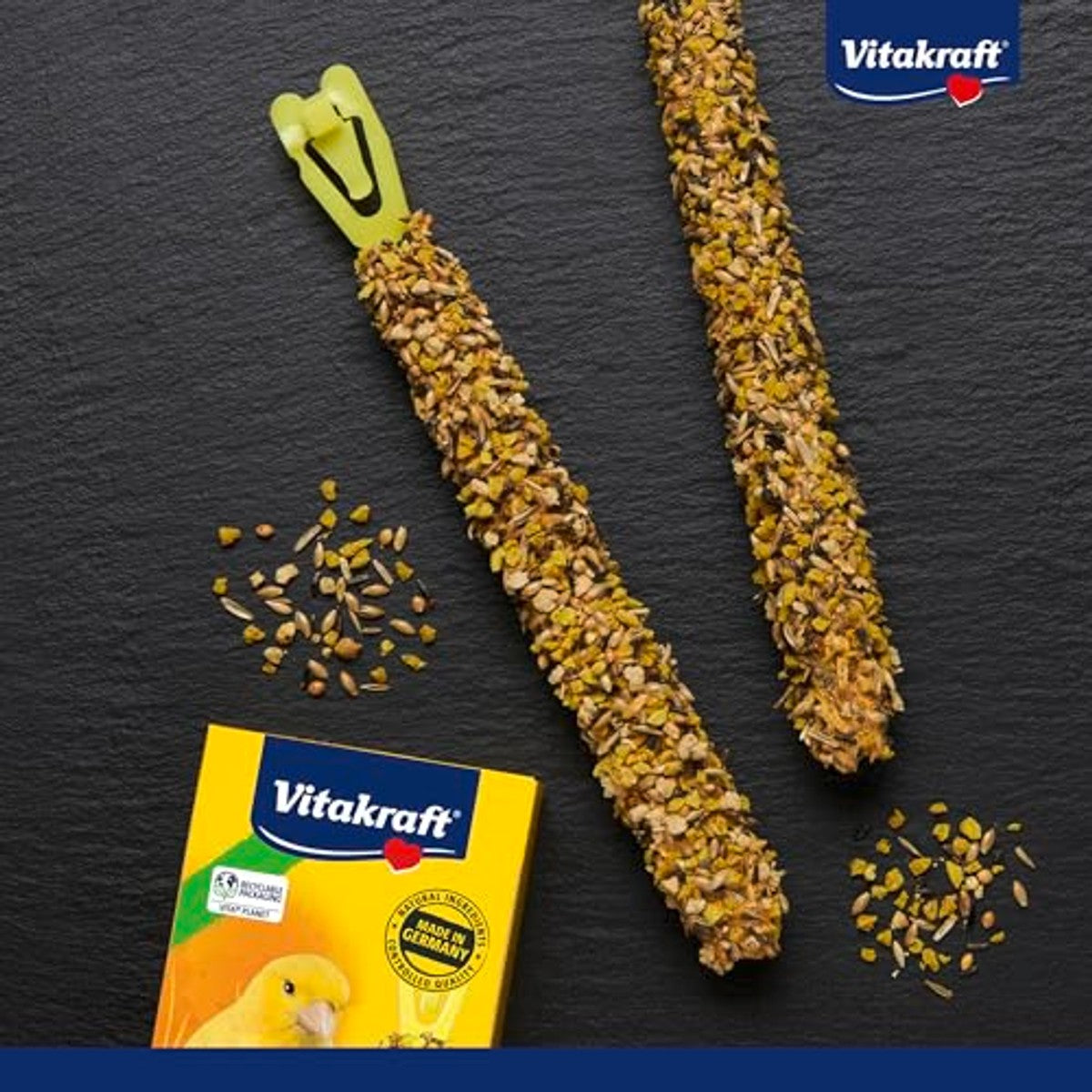 Vitakraft Krukkers, kanaries, knabbelstokken met ei en graszaad, met vitaminen en mineralen, voor lang knabbelplezier, zonder toegevoegde suiker (10 x 54 g) – Vitakraft