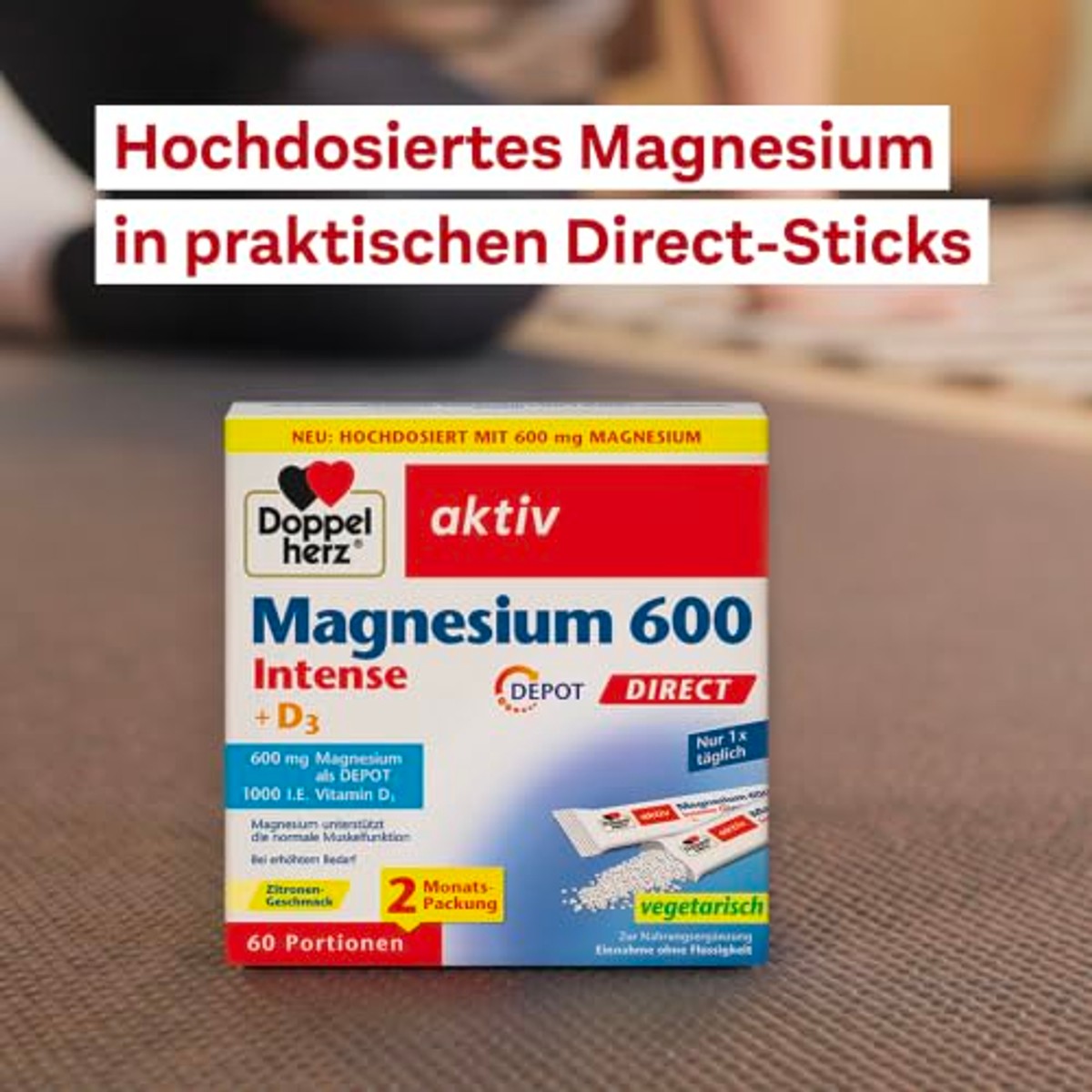 Doppelherz Magnesium 600 Intense + D3 Depot Direct Citroensmaak 60 Porties - 6-pack