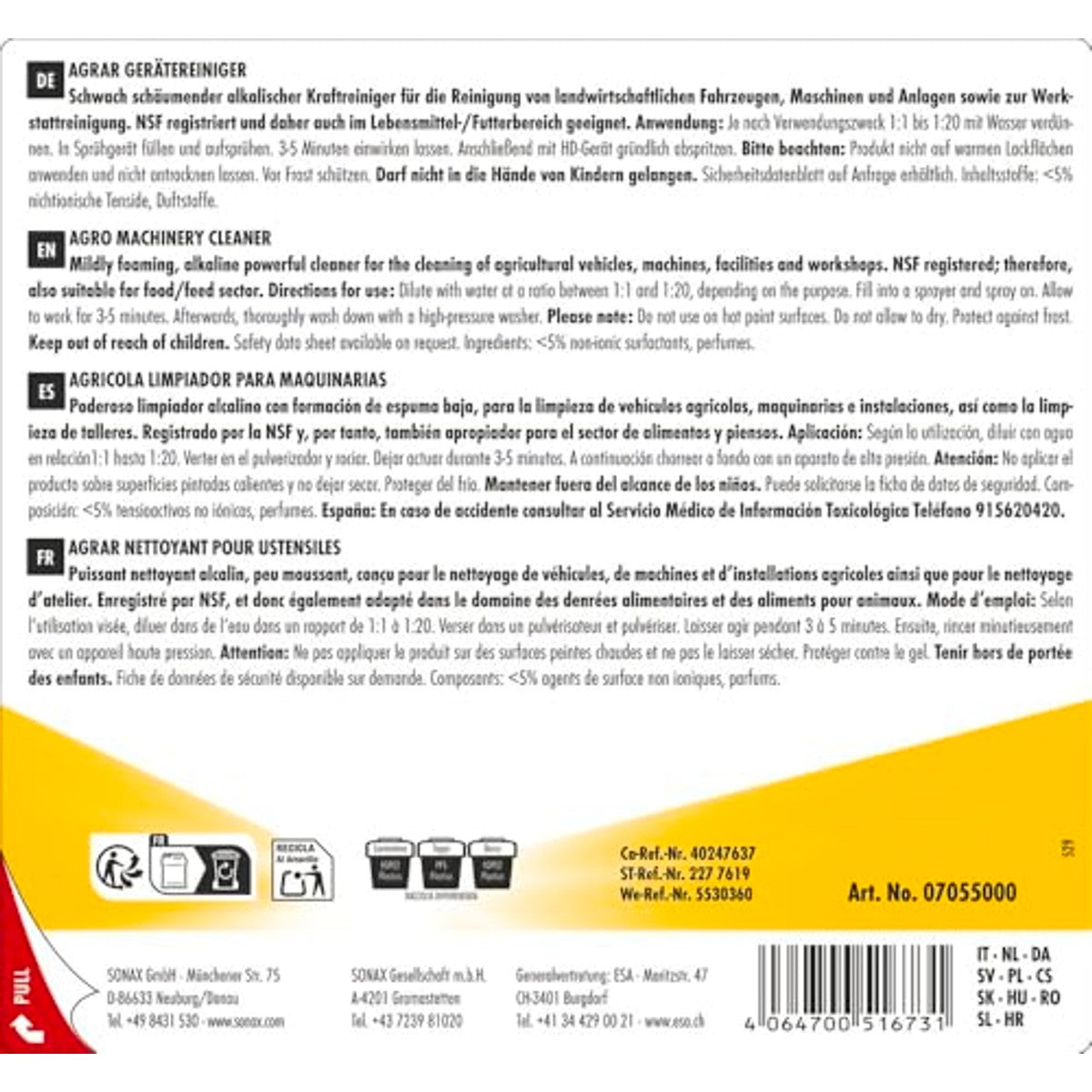 SONAX AGRAR apparaatreiniger 6 x 5 liter - Voordeelverpakking – foto 3