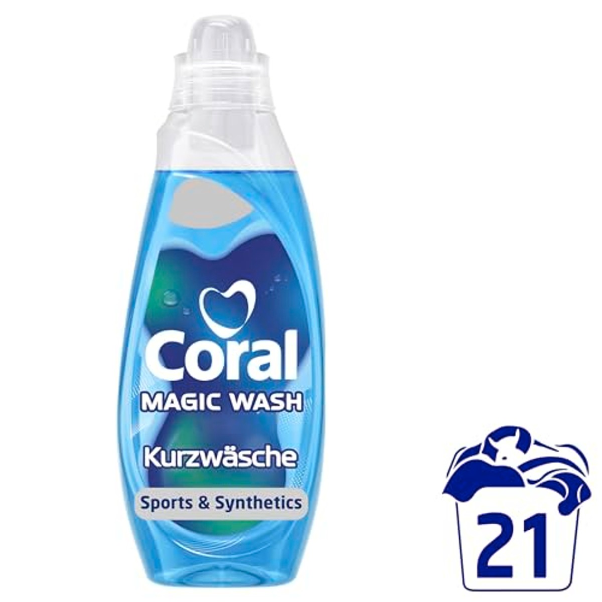 Coral Magic Wash Quick & Care wasmiddel Sports & Synthetics vloeibaar wasmiddel voor 15 minuten kort wassen met PRO-S-technologie 21 WL (verpakking van 2) – Coral