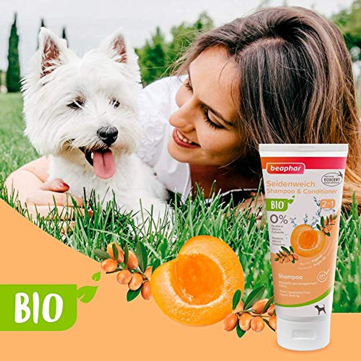 Beaphar Bio Shampoo zijdezacht 2-in-1 voor honden, 200 ml - 6-pack
