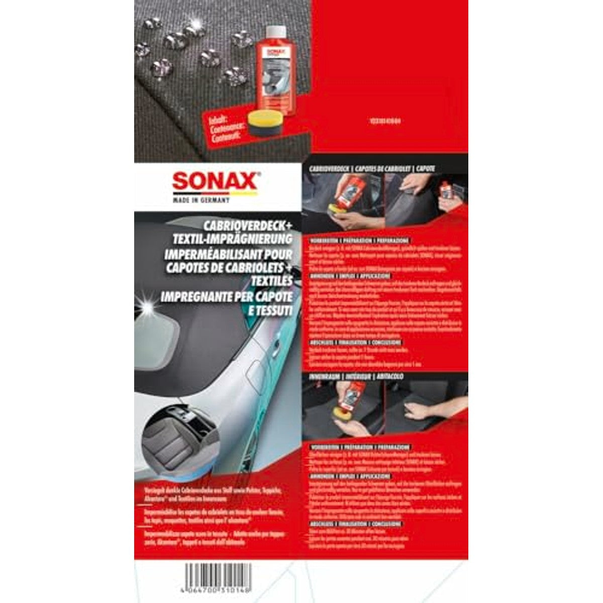 SONAX Cabriodeck+textiel-impregnering 3 x 250 ml - Voordeelverpakking