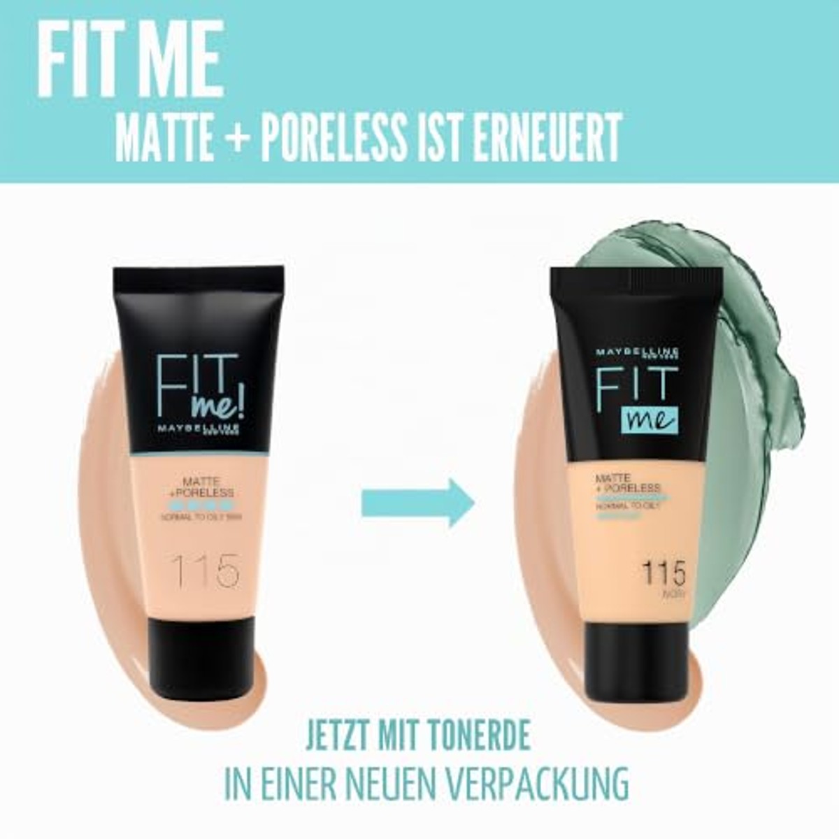 Maybelline New York Make Up, Fit Me. Matte + Poreless Make-Up Nr. 115 Ivoor, Matterend en Pore Verfijnend, Alle huidtypes, 30 ml (Pack van 2) – MAYBELLINE