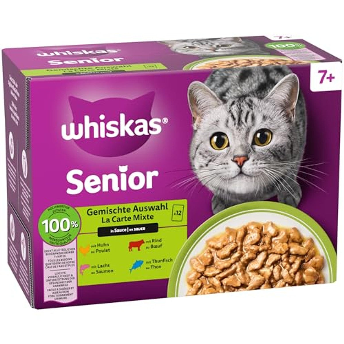 Whiskas Senior 7+ natvoer kattenvoer gemengde keuze 48 x 85 g - 3-pack