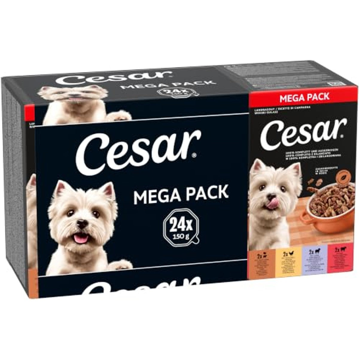 Cesar Landragout Adult hondenvoer gemengde smaken 6 x 150 g - 3-pack