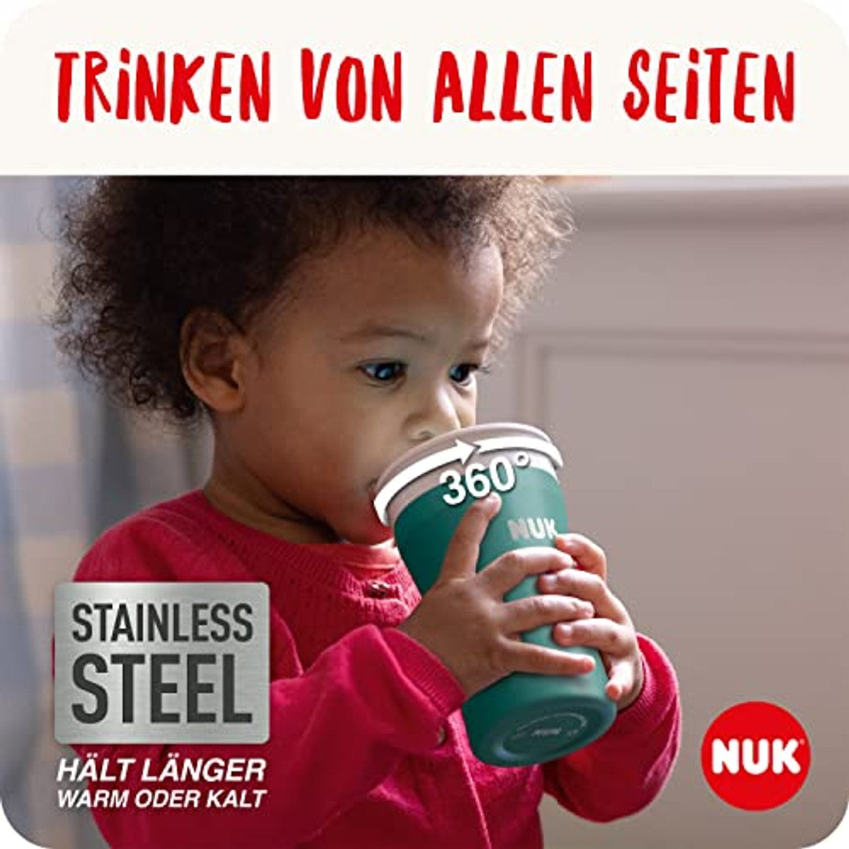NUK Magic Cup Drinkbeker roestvrij staal, blauw, 8+ maanden 6 x 230 ml - Voordeelverpakking