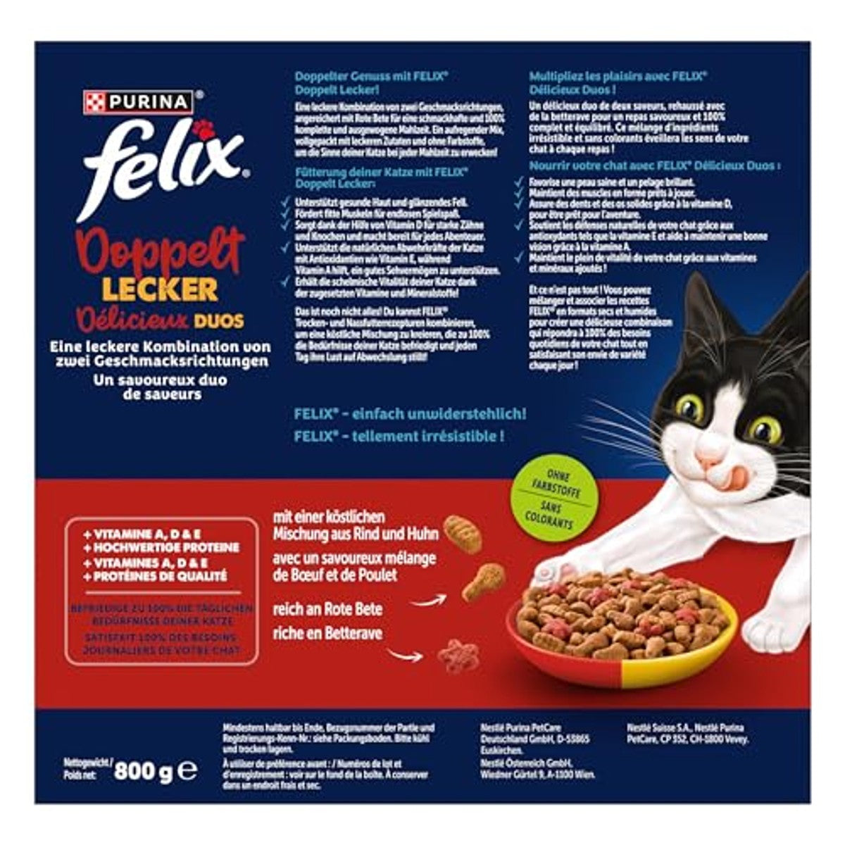 Felix Dubbel Lekker droogvoer kat rund, kip & rode biet 5 x 800 g – foto 3