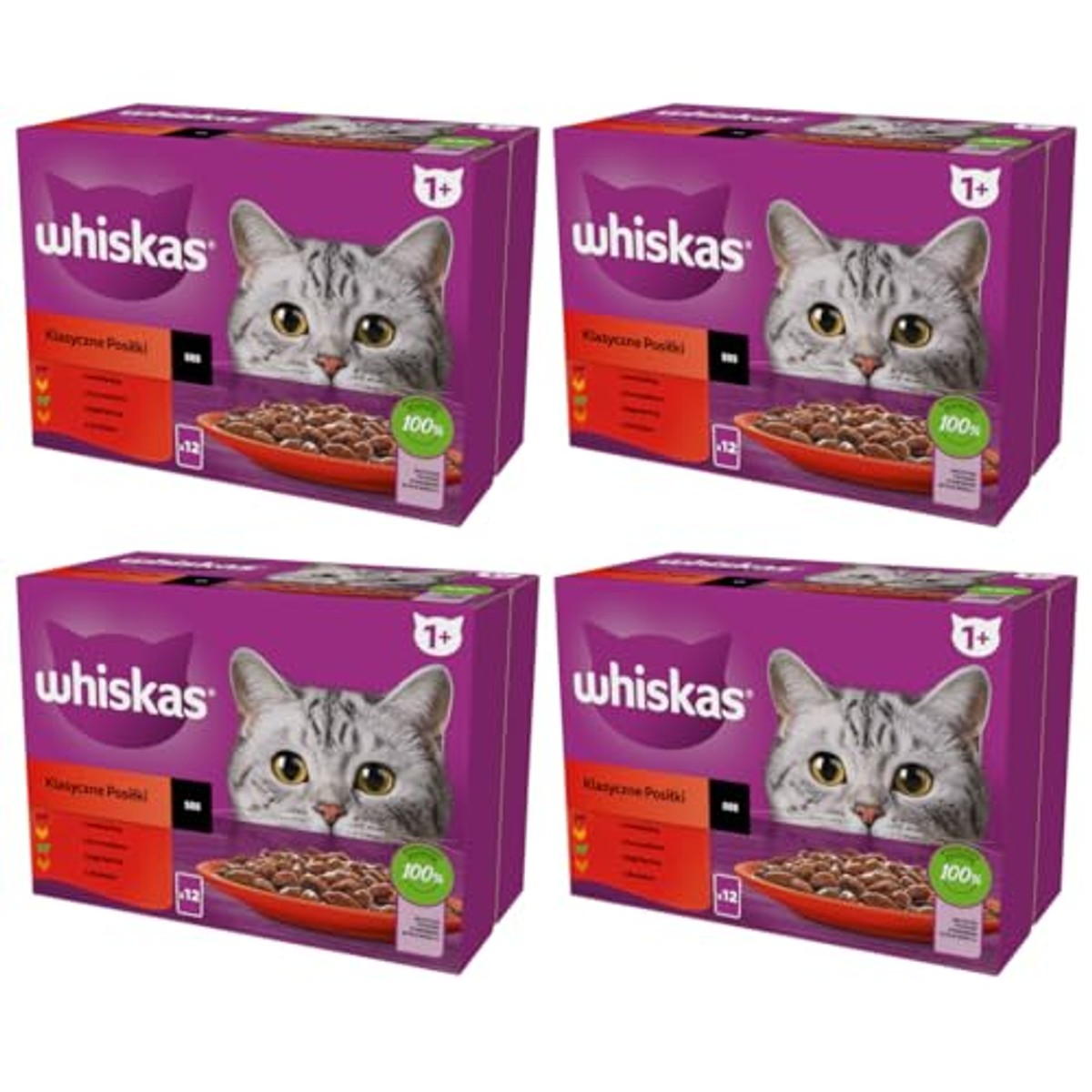 Whiskas Klassieke Maaltijden natvoer kattenvoer 4 soorten 48 x 85 g - 3-pack