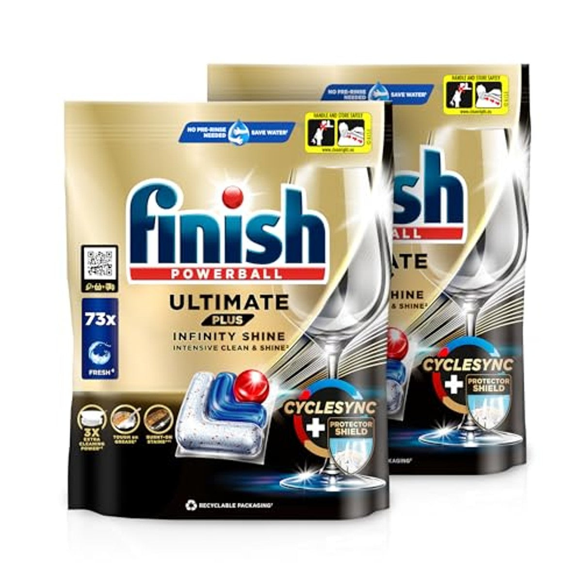 Finish Ultimate Plus Infinity Shine vaatwastabs, 2 x 73 capsules – Finish