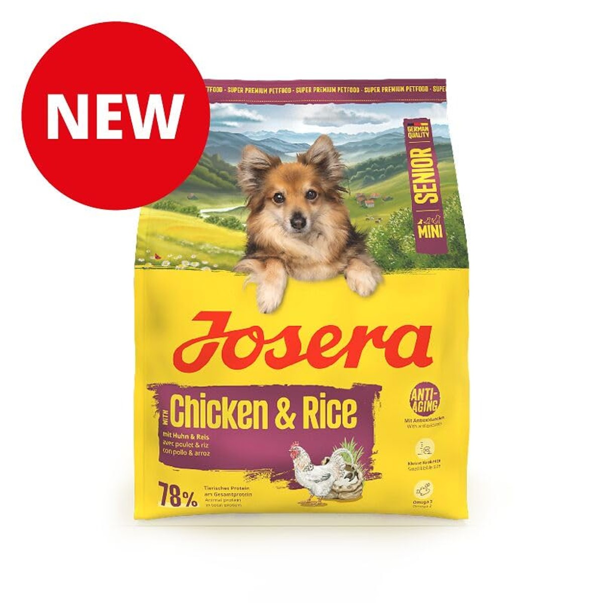 Josera Mini Senior Droogvoer Hond Kip & Rijst 3 kg - 3-pack