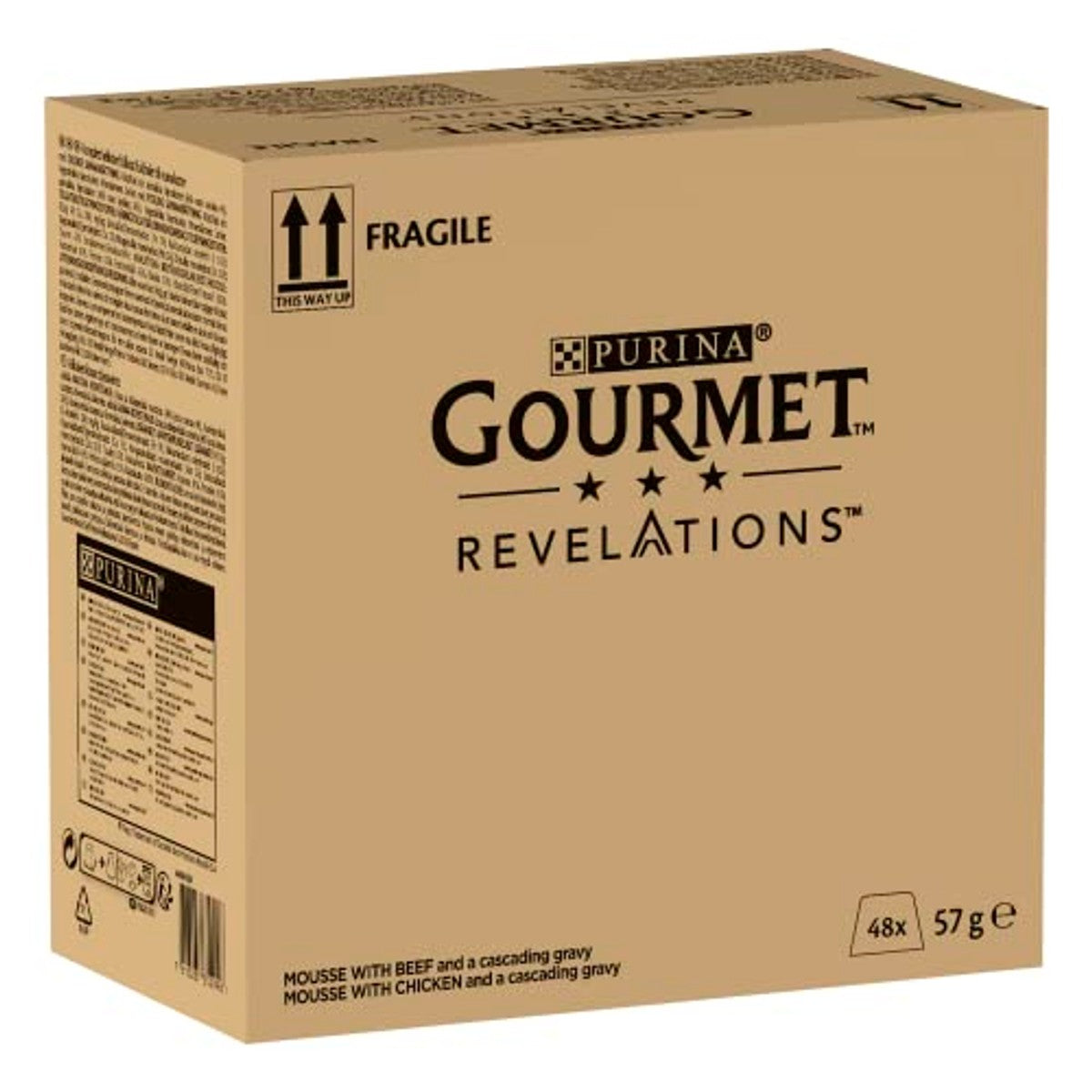 Gourmet Revelations Mousse, nat kattenvoer, kip & rundvlees, 48 stuks (48 x 57 g) – Gourmet
