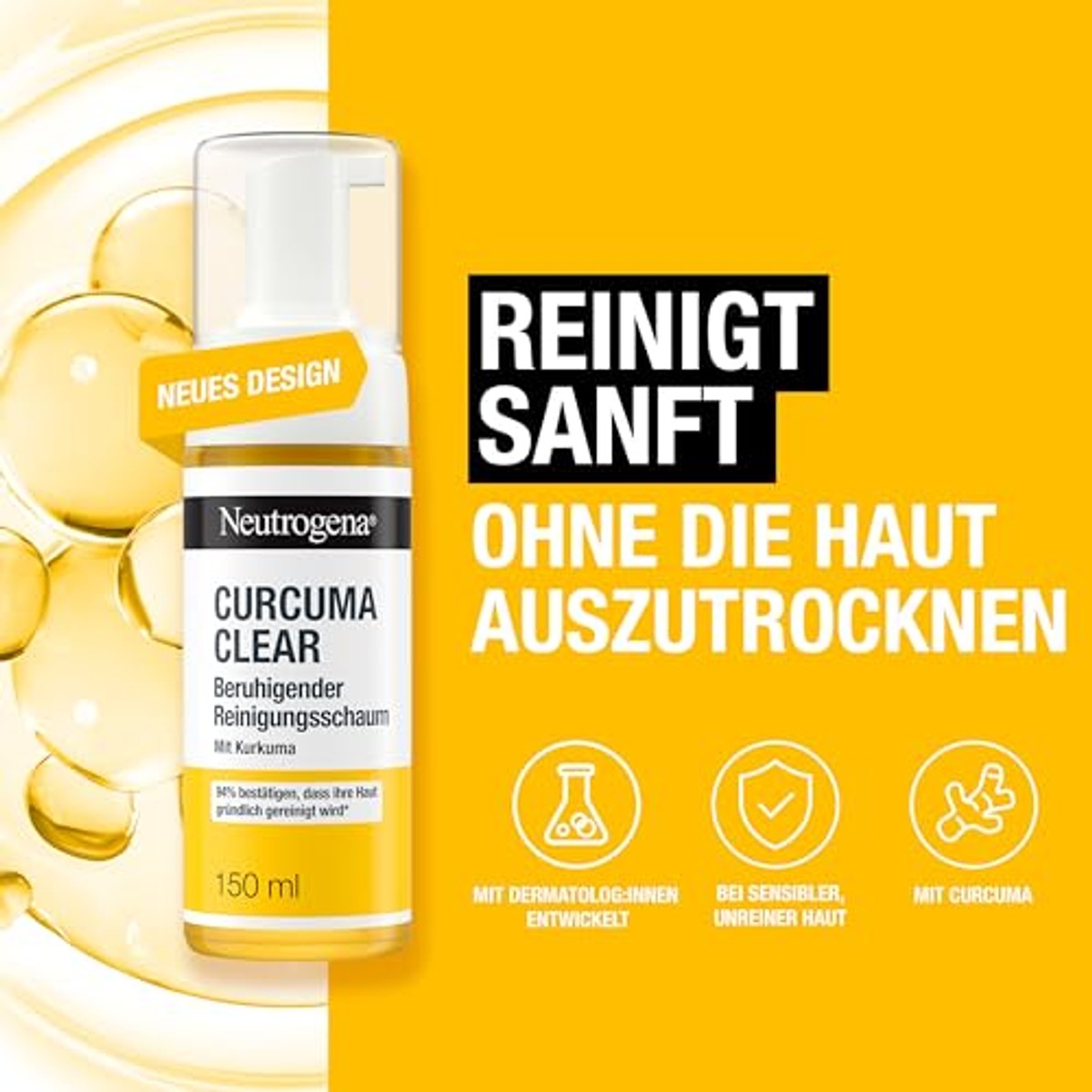 Neutrogena Curcuma Clear kalmerend reinigingsschuim 150 ml – Neutrogena