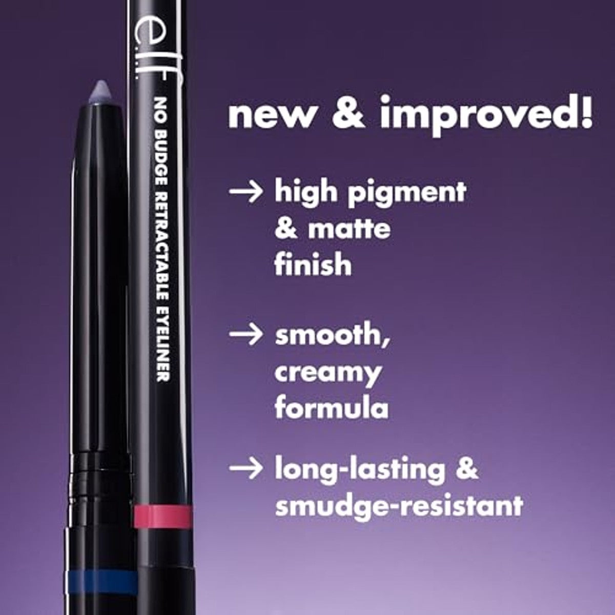 e.l.f, No Budge Intrekbare eyeliner, crème, ultra-gepigmenteerd, duurzaam, verbeteren, definities, intensief, bollen, grijs, dagelijks gebruik, 0,006 oz – e.l.f.