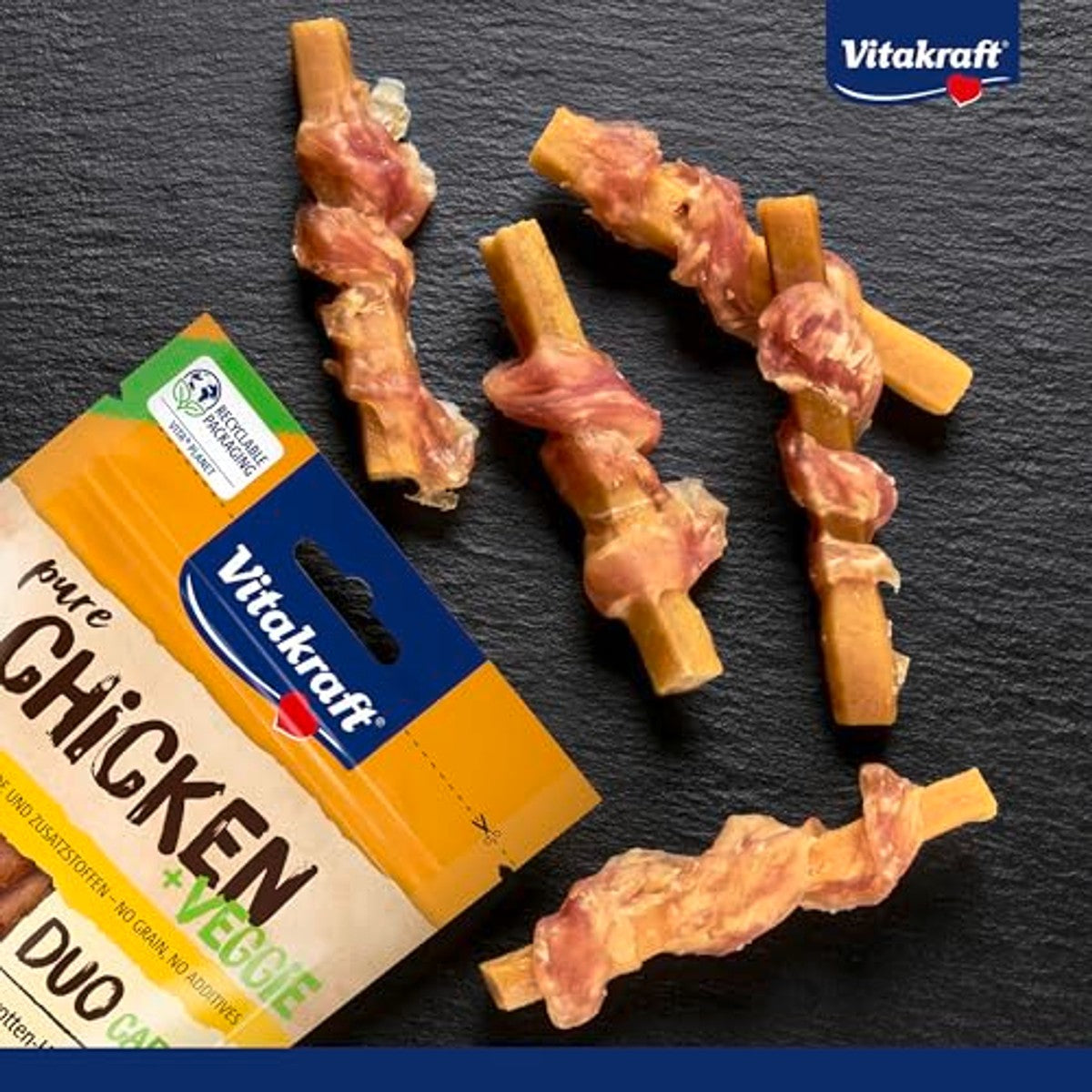Vitakraft Pure Chicken Veggie hondensnack kip wortel 9 x 80 g - 6-pack