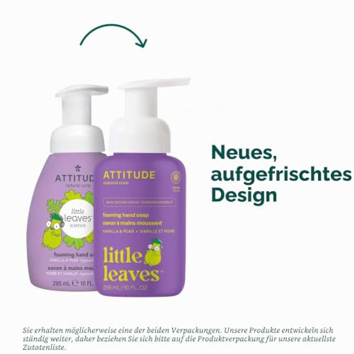 ATTITUDE Foaming Handzeep voor kinderen, EEG-getest, dermatologisch getest, plantaardige en minerale ingrediënten, veganistisch, vanille en peer, 295 ml – ATTITUDE
