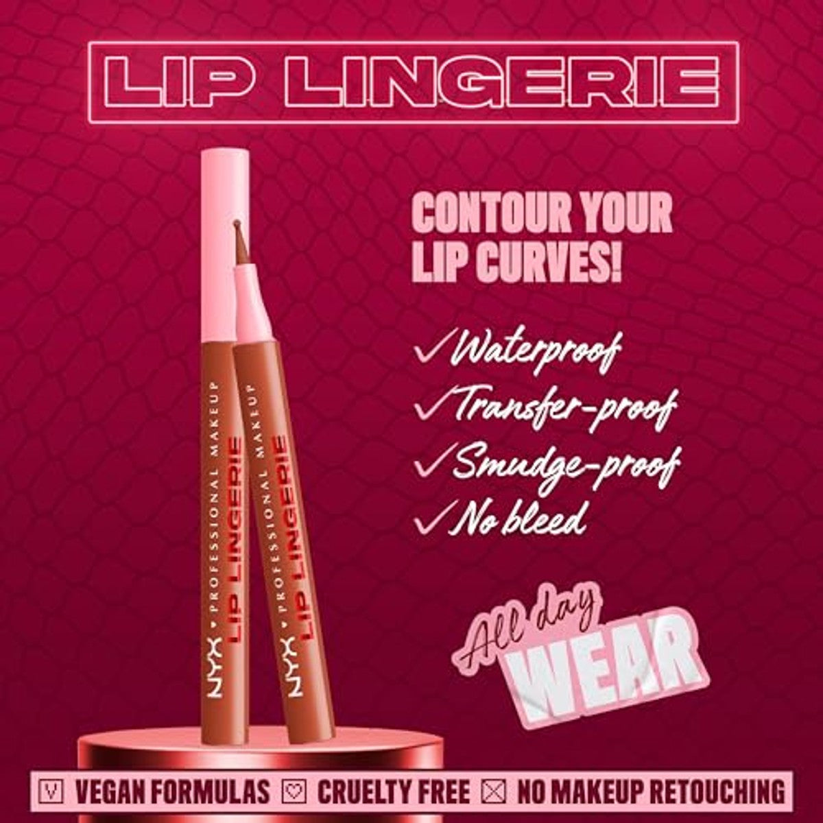 NYX Professional Makeup Lip Lingerie Lipliner Stain, waterdichte & veegvaste Lip Liner voor nauwkeurige contouren, langdurige nude stain met ultra-fijne kant, kleur: Naughty Nude – NYX PROFESSIONAL MAKEUP