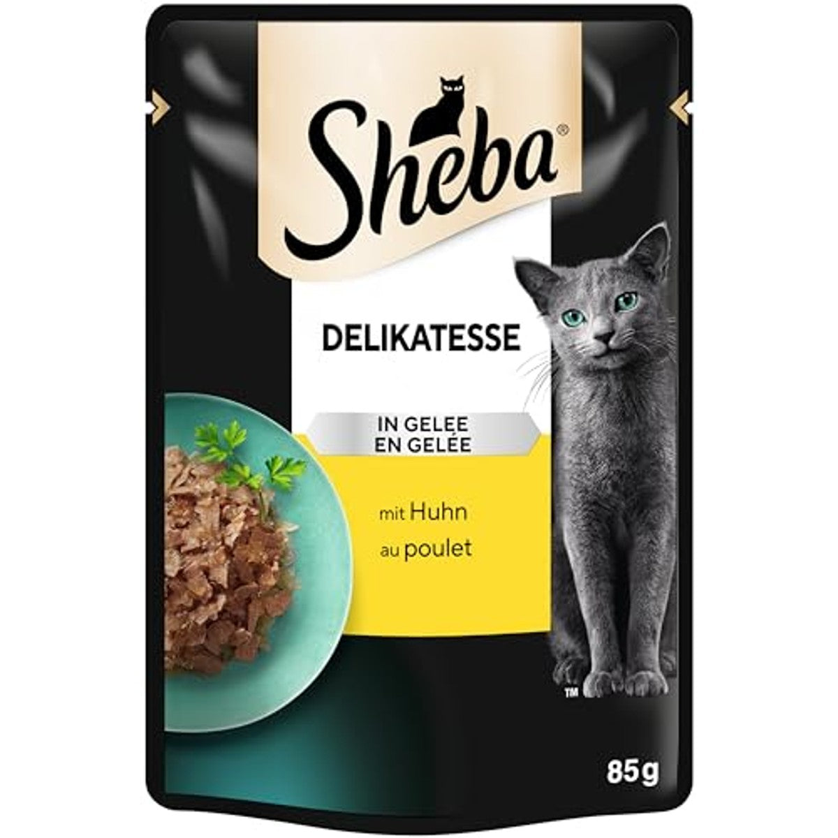 Sheba Delikatesse natvoer voor katten in portiezak met kip in gelei 28 x 85 g – Sheba