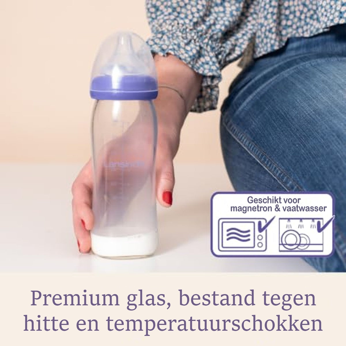 Lansinoh Drinkfles met Brede Hals en NaturalWave-speen Glas - 3-pack – foto 3