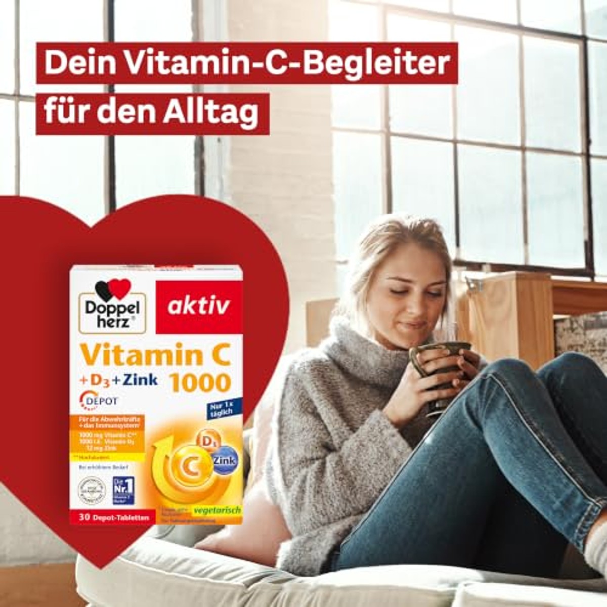 Doppelherz Vitamine C 1000 + D3 + Zink 30 Depot-Tabletten - 6-pack