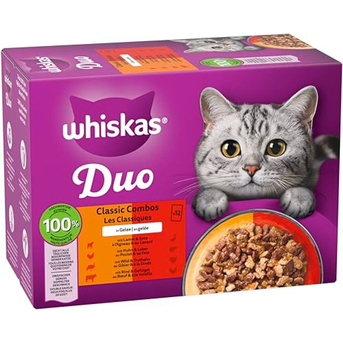 Whiskas Duo natvoer kattenvoer Classic Combo in gelei 12 x 85 g - 6-pack