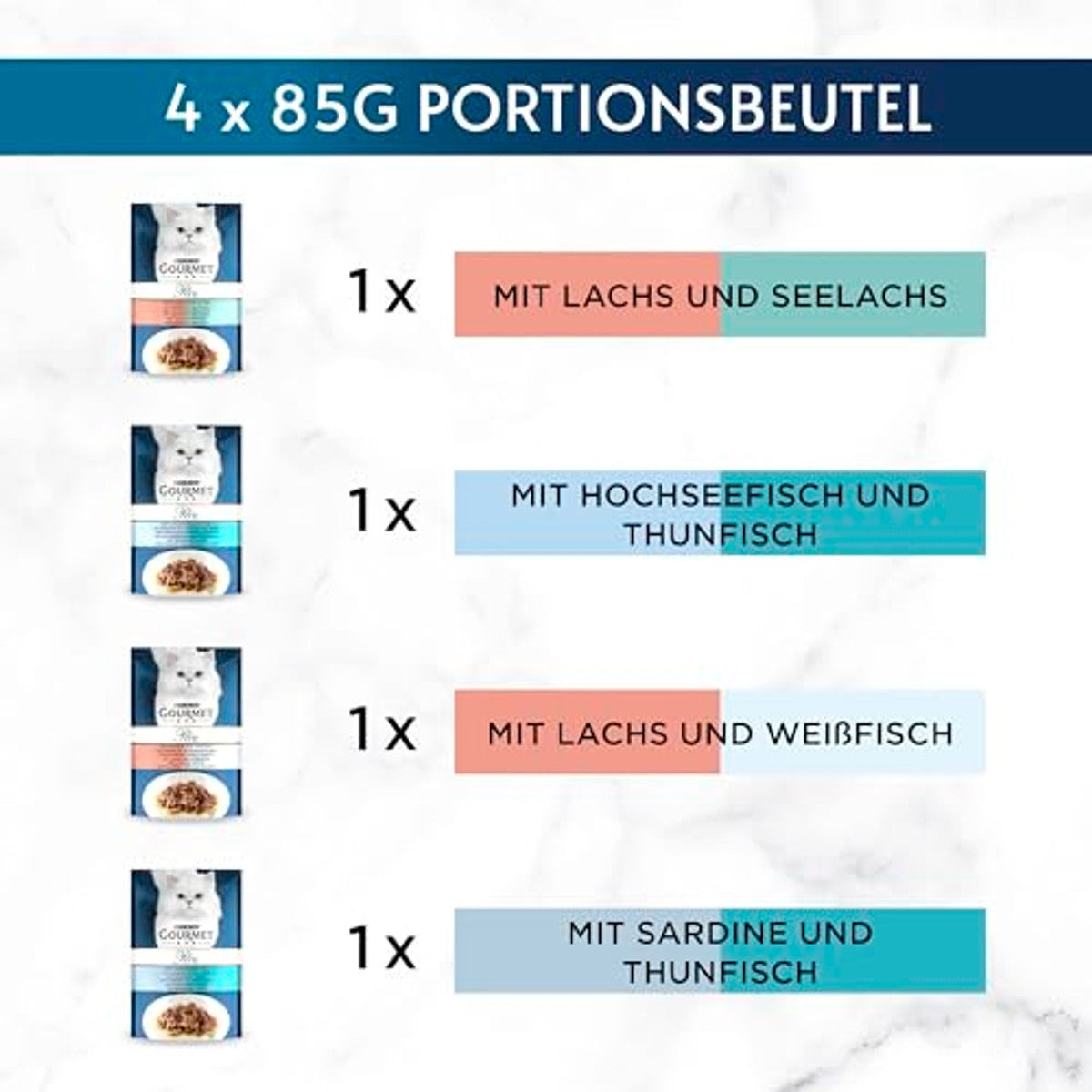 Gourmet Parel natvoer kattenvoer vismix 48 x 85 g - 3-pack