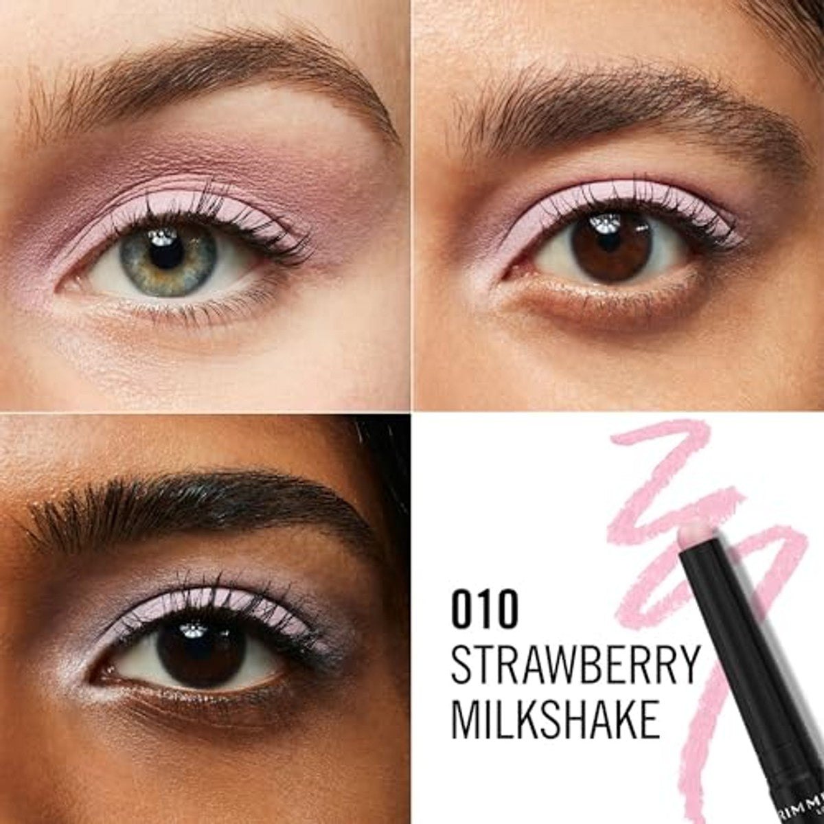 Rimmel London, Wonder'Last 010 Strawberry Milkshake Oogschaduwstift, vibrerende kleur, eenvoudig aan te brengen, aangename textuur, ultra-romige formule, veganistische formule, 1,64 g – Rimmel London