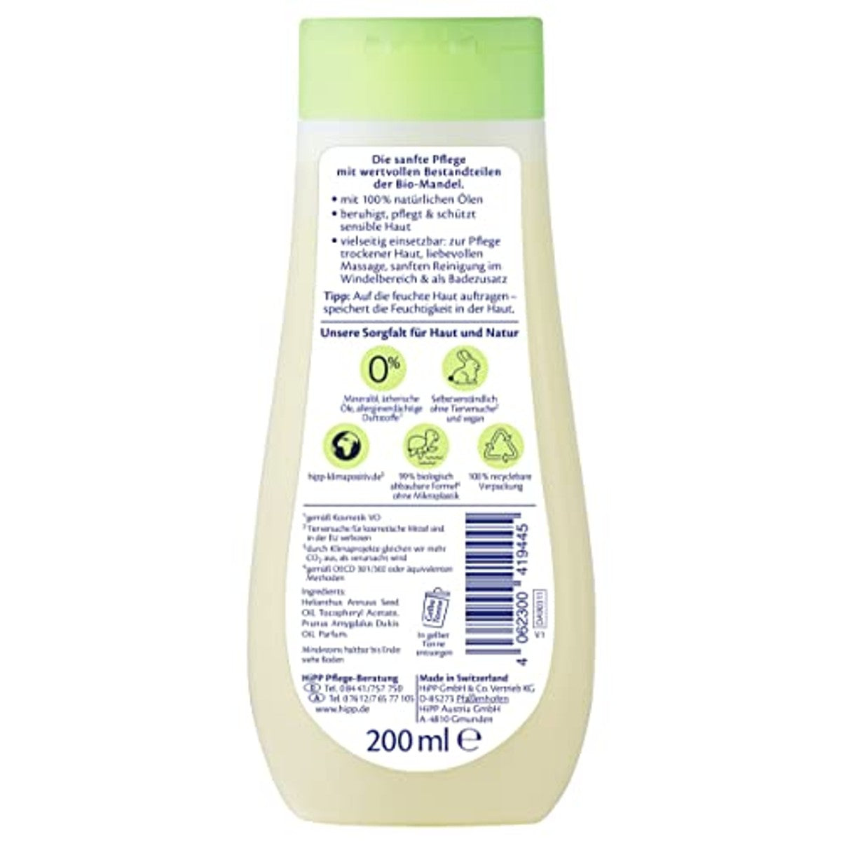 HiPP Babysanft verzorgingsolie 6 x 200 ml – foto 3