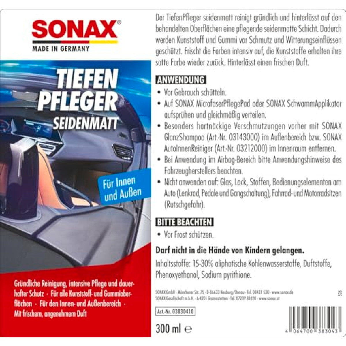 SONAX Diepteverzorging Zijdemat 6 x 300 ml - Voordeelverpakking