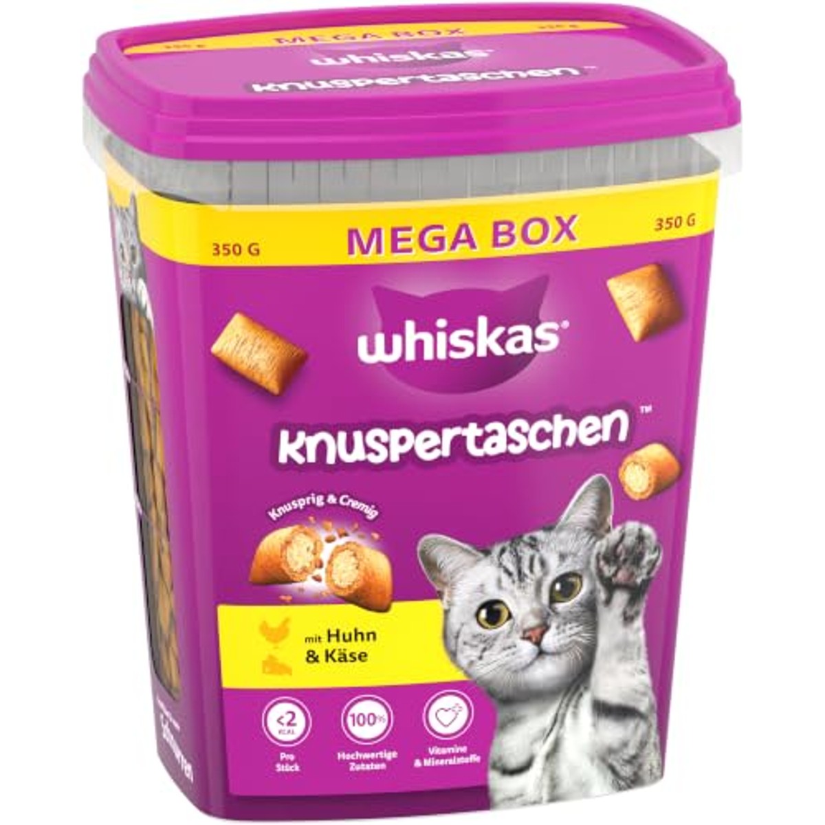 Whiskas Knuspertaschen kattensnack kip en kaas 2 x 350 g - 3-pack