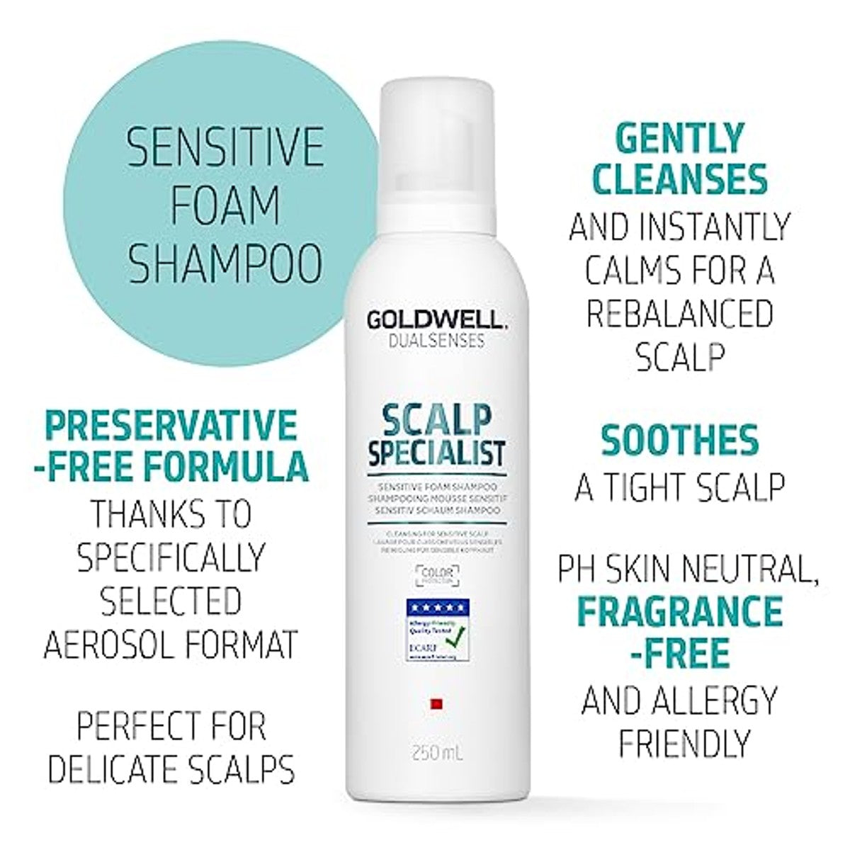 Goldwell Dualsenses Scalp Specialist Sensitive Schuimshampoo voor Gevoelige Hoofdhuid en Dunner Wordend Haar 250 ml (verpakking van 2) - 6-pack
