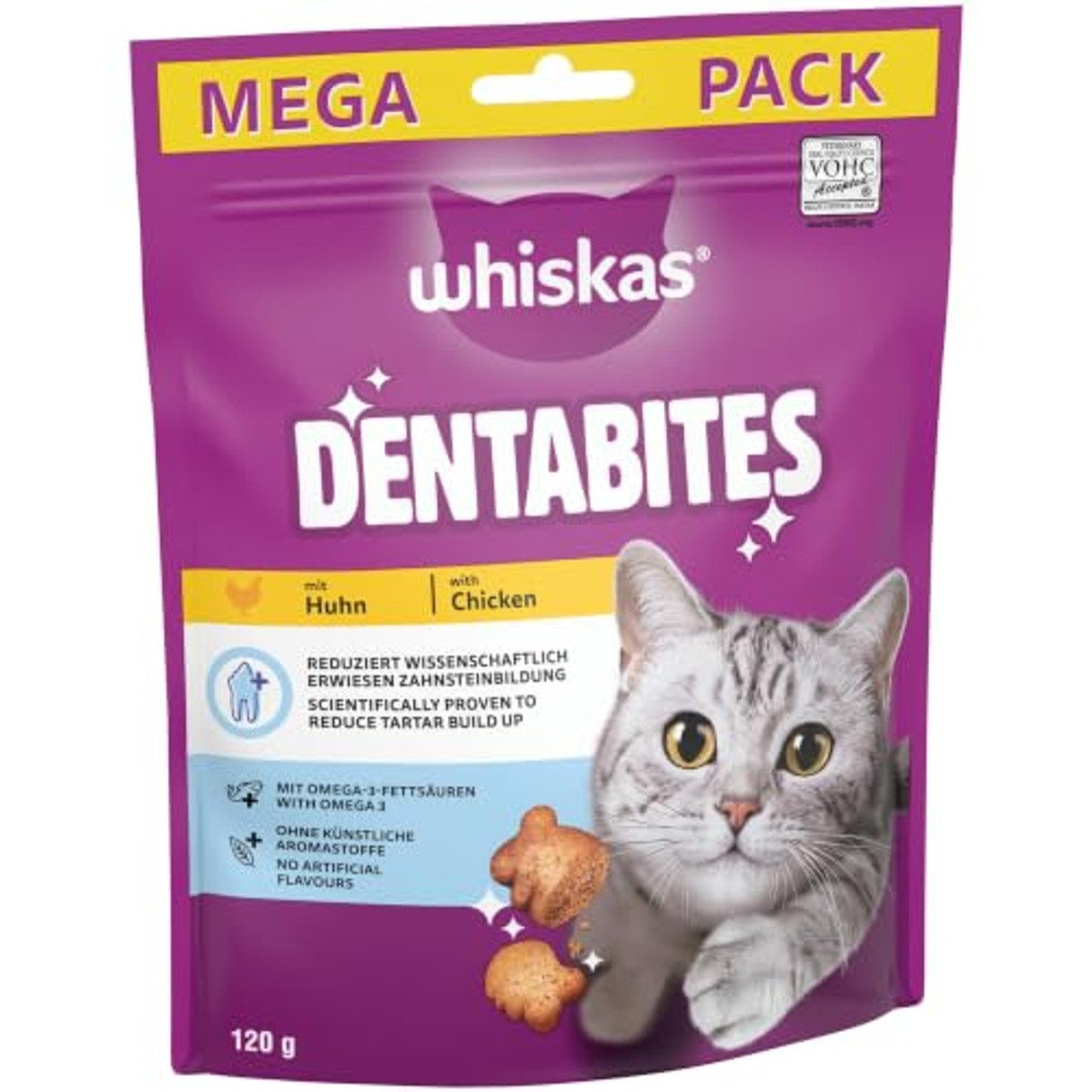 Whiskas Dentabites kattensnack kip 4 x 120 g - 3-pack