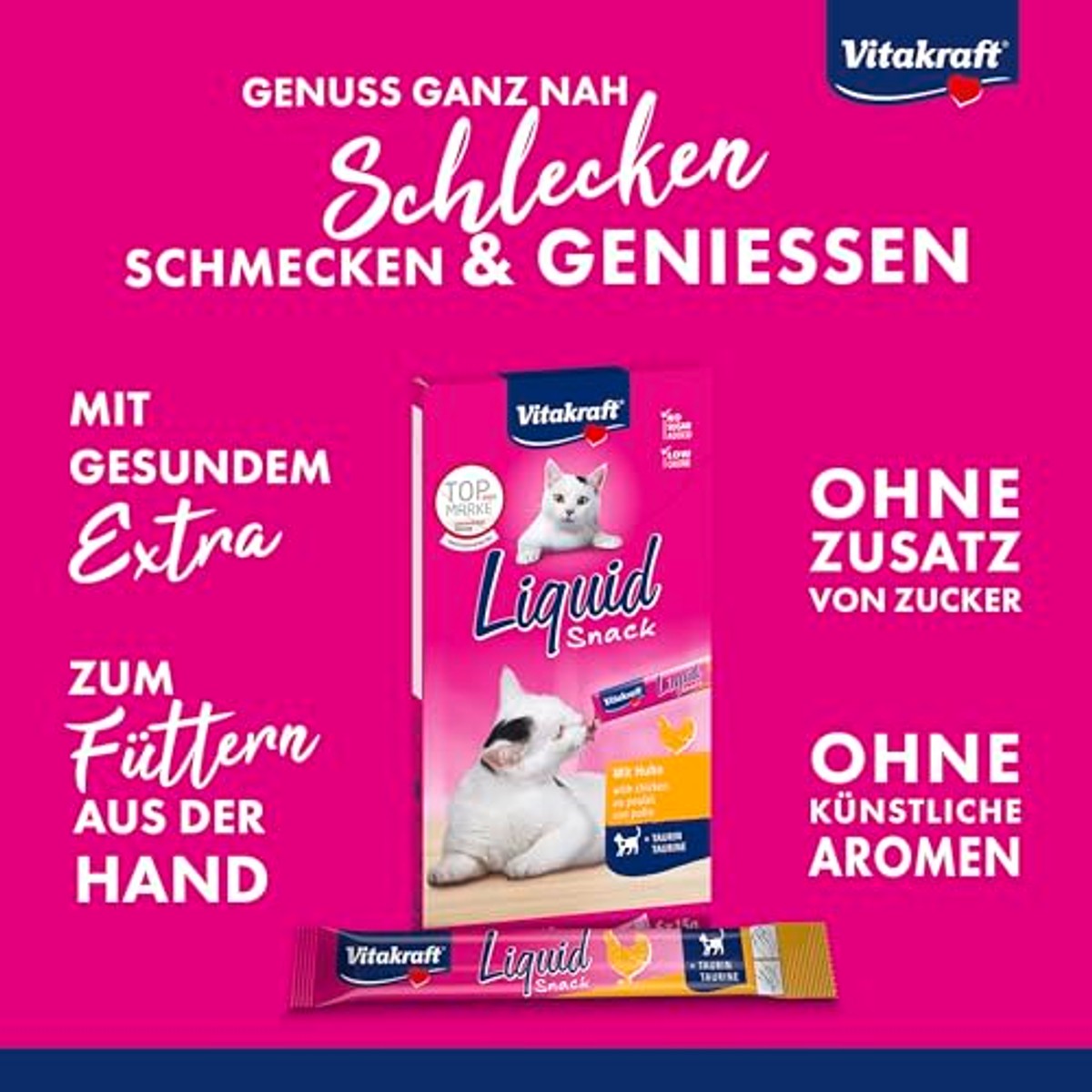 Vitakraft Vloeibare Snack kattensnack kip 6 x 15 g - 3-pack