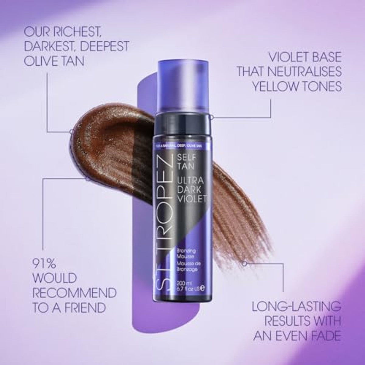 St. Tropez Ultra Dark Violet Mousse 6 x 200 ml - Voordeelverpakking