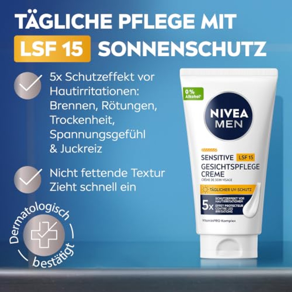 NIVEA MEN Sensitive gezichtscrème SPF 15 3 x 75 ml - Voordeelverpakking