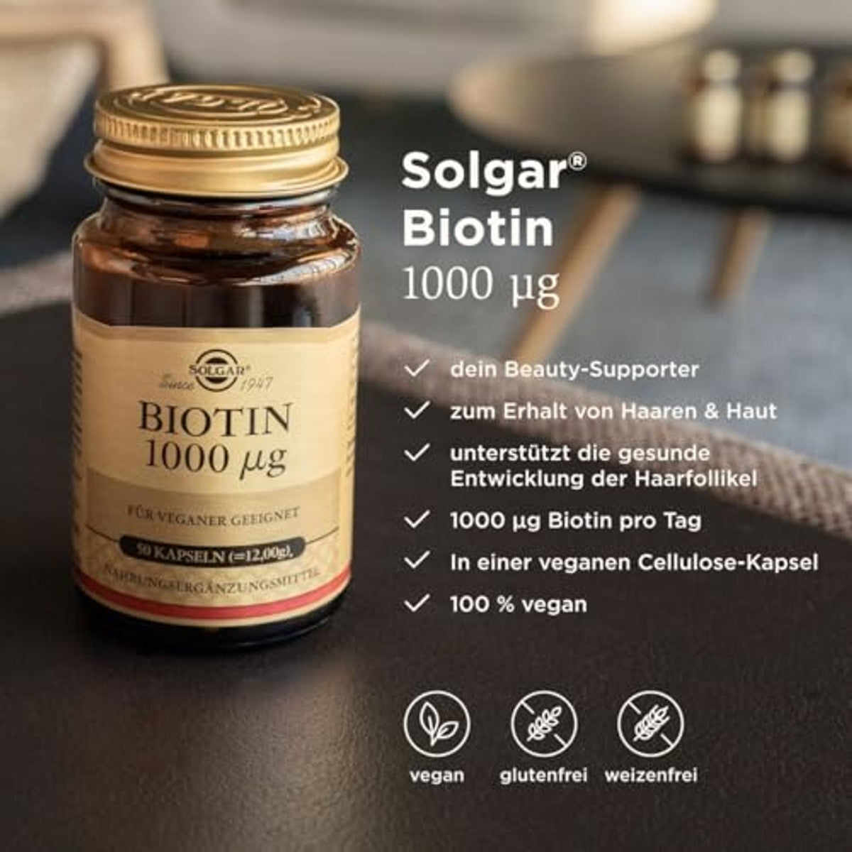 Solgar Biotine 1000 µg voor Huid en Haar 50 Dagen Voorraad - 6-pack
