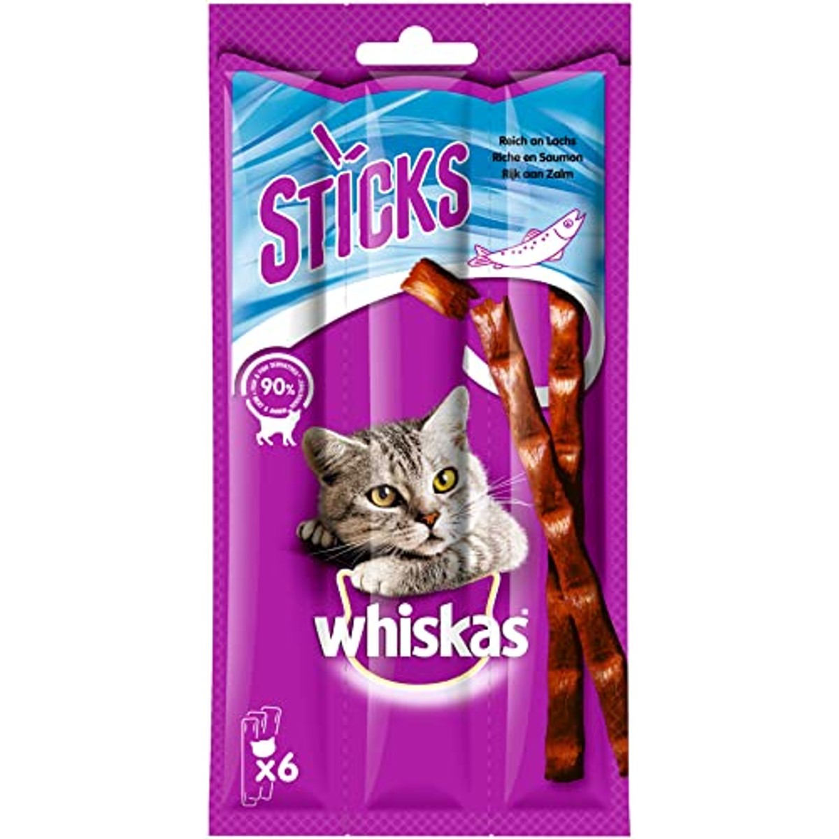 Whiskas Sticks kattensnack zalm 14 x 6 stuks - 3-pack