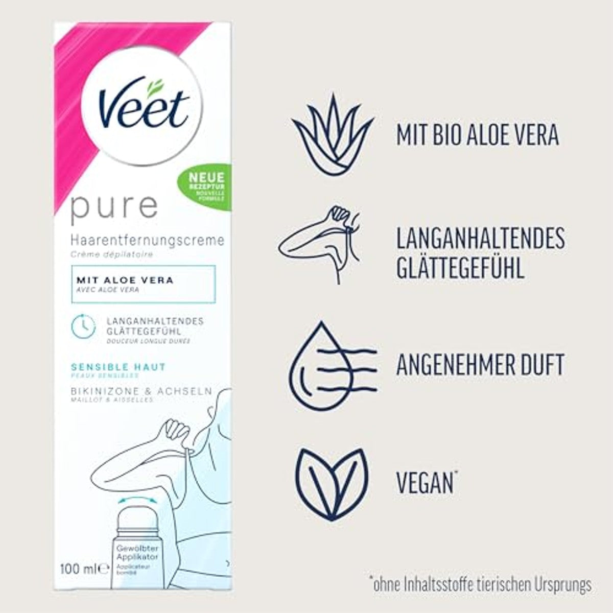Veet Pure ontharingscrème bikinizone & oksels 3 x 100 ml - Voordeelverpakking