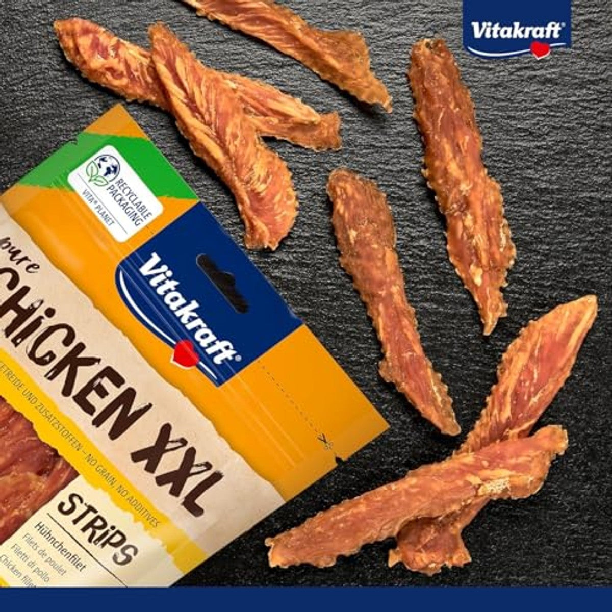 Vitakraft Pure Chicken XXL Strips hondensnack kip 1 x 250 g - 6-pack