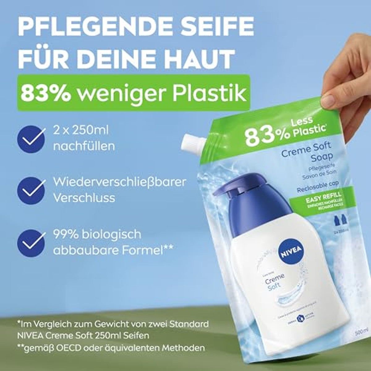 NIVEA Crème Soft verzorgingszeep navulzak 500 ml – NIVEA